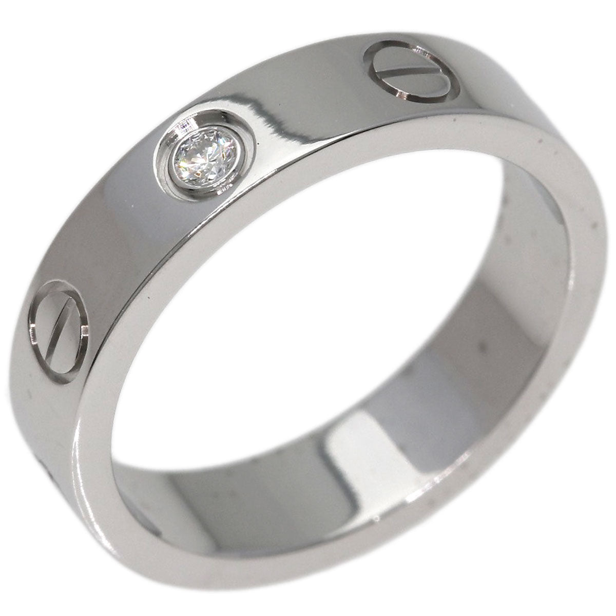 CARTIER Mini love ring 1P Diamond #46 Ring K18 White Gold Ladies [Used]