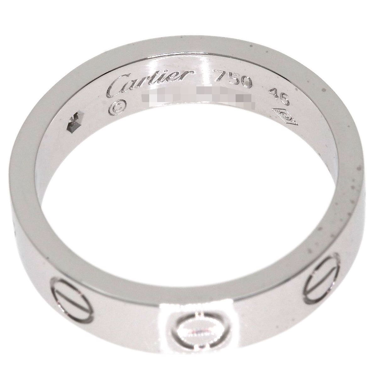 CARTIER Mini love ring 1P Diamond #46 Ring K18 White Gold Ladies [Used]