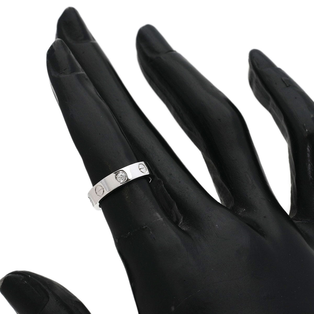 CARTIER Mini love ring 1P Diamond #46 Ring K18 White Gold Ladies [Used]