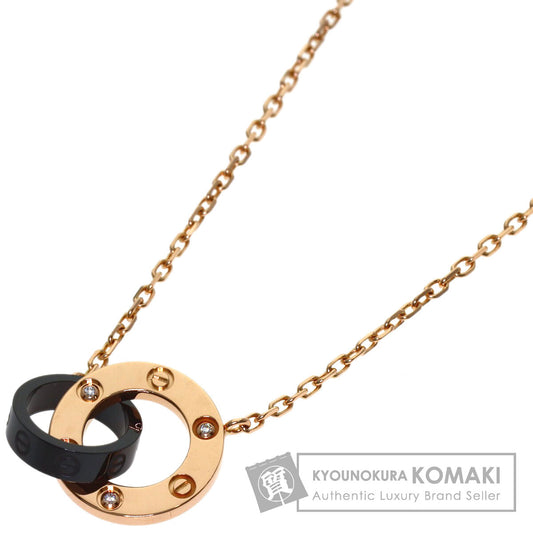 CARTIER Love Circle 3P Diamond Necklace K18 Pink Gold Ladies [Used]