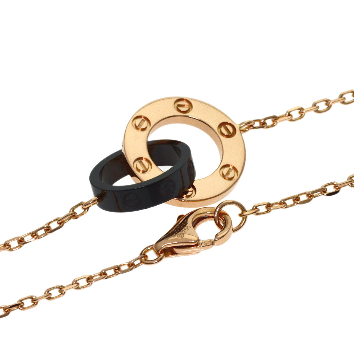 CARTIER Love Circle 3P Diamond Necklace K18 Pink Gold Ladies [Used]