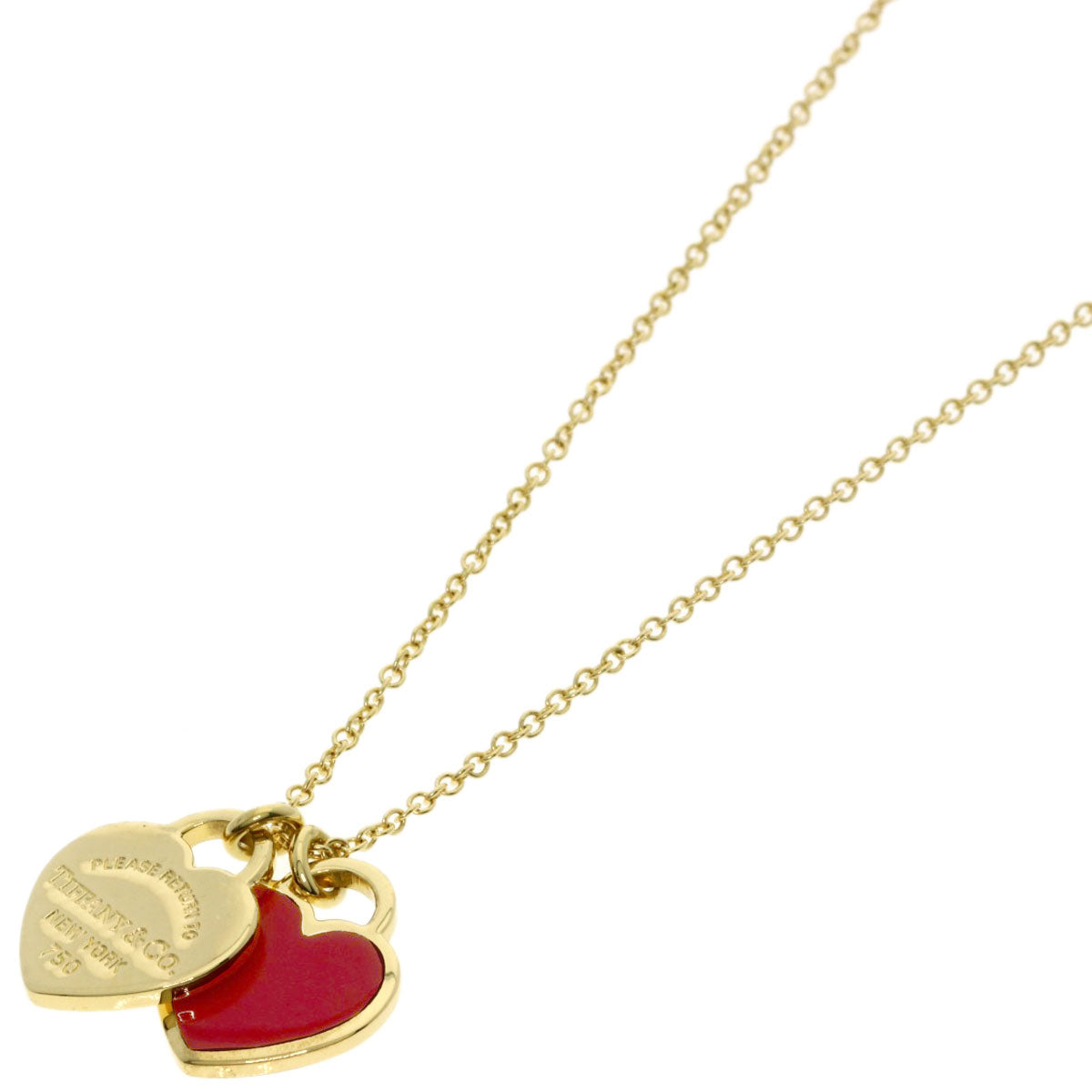 TIFFANY&Co. Return to TIFFANY&Co. Double Heart Tag Red Necklace K18 Yellow Gold Ladies [Used]