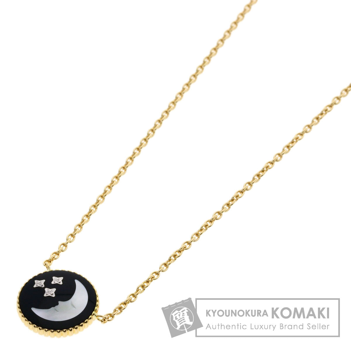 Dior Rose Celeste Diamond Shell Onyx Necklace K18 Yellow Gold Ladies [Used]