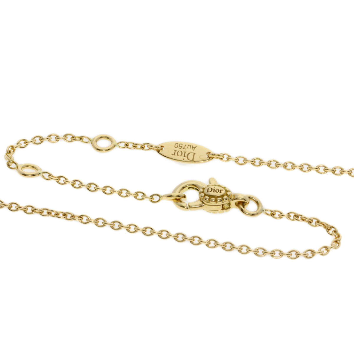 Dior Rose Celeste Diamond Shell Onyx Necklace K18 Yellow Gold Ladies [Used]