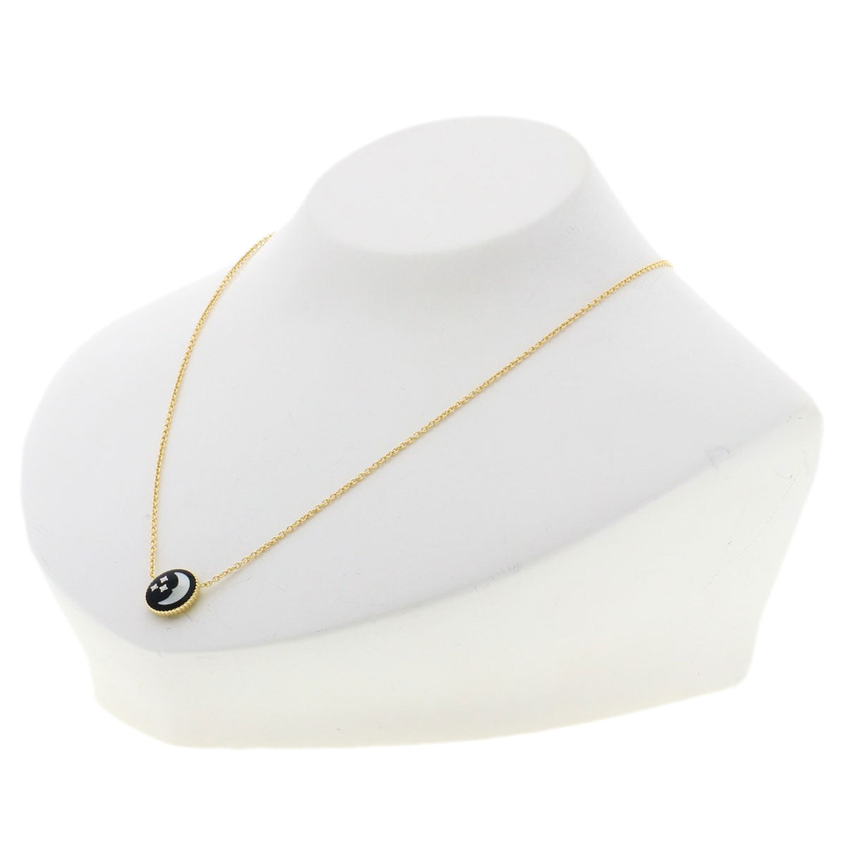 Dior Rose Celeste Diamond Shell Onyx Necklace K18 Yellow Gold Ladies [Used]