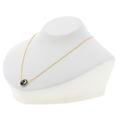 Dior Rose Celeste Diamond Shell Onyx Necklace K18 Yellow Gold Ladies [Used]