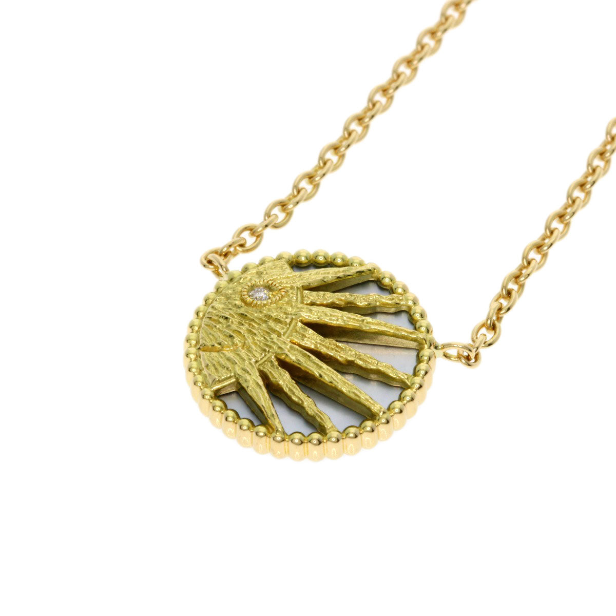 Dior Rose Celeste Diamond Shell Onyx Necklace K18 Yellow Gold Ladies [Used]
