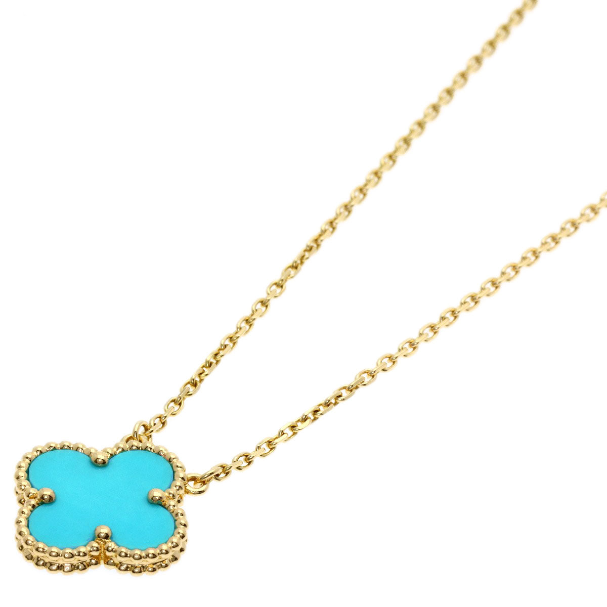 Van Cleef & Arpels Vintage Alhambra Turquoise Necklace K18 Yellow Gold Ladies [Used]