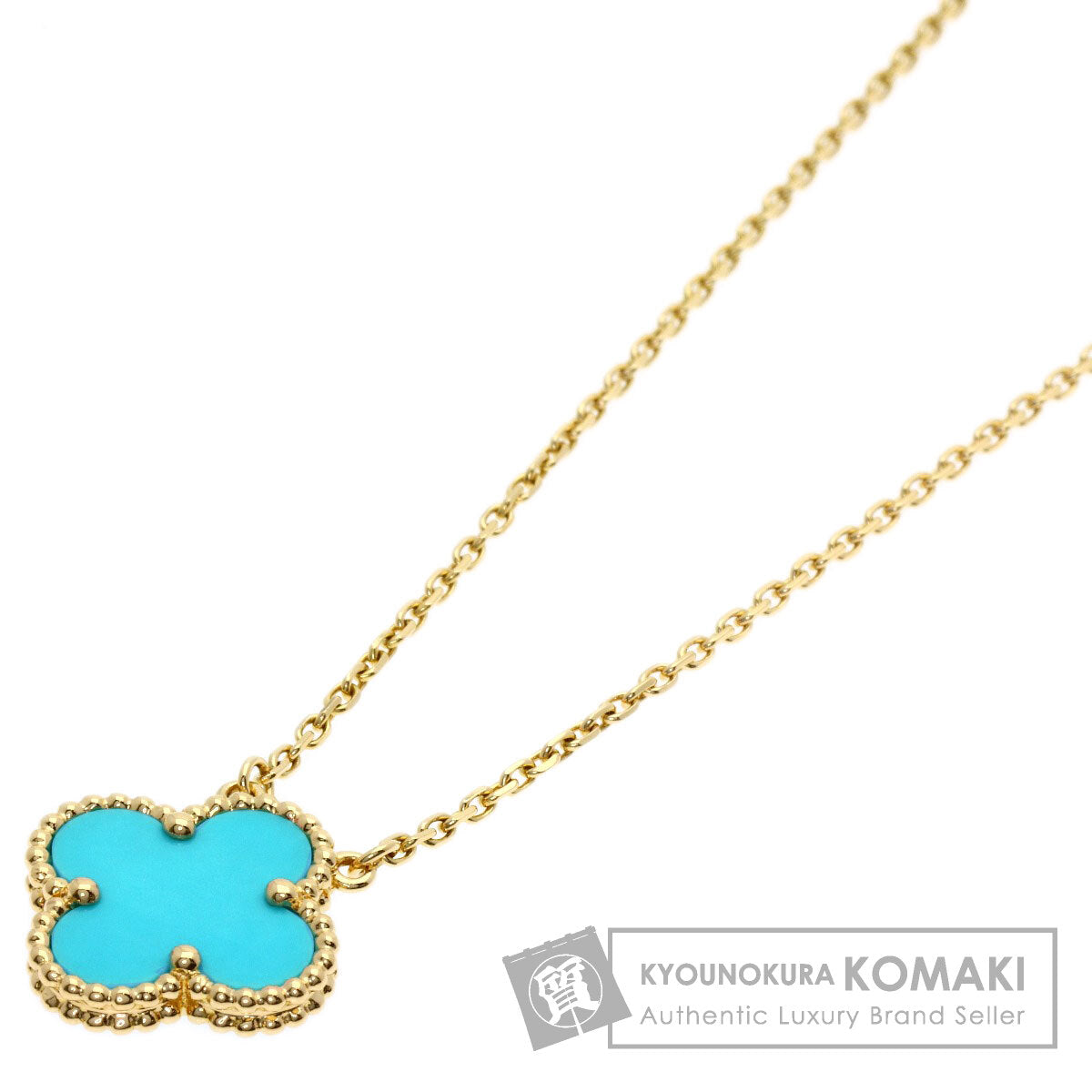 Van Cleef & Arpels Vintage Alhambra Turquoise Necklace K18 Yellow Gold Ladies [Used]