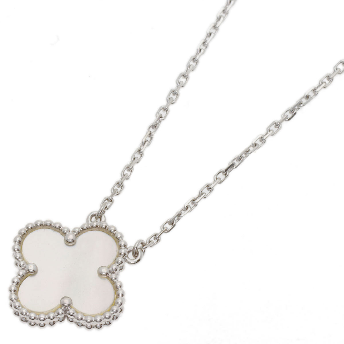 Van Cleef & Arpels Vintage Alhambra Shell Necklace K18 White Gold Ladies [Used]