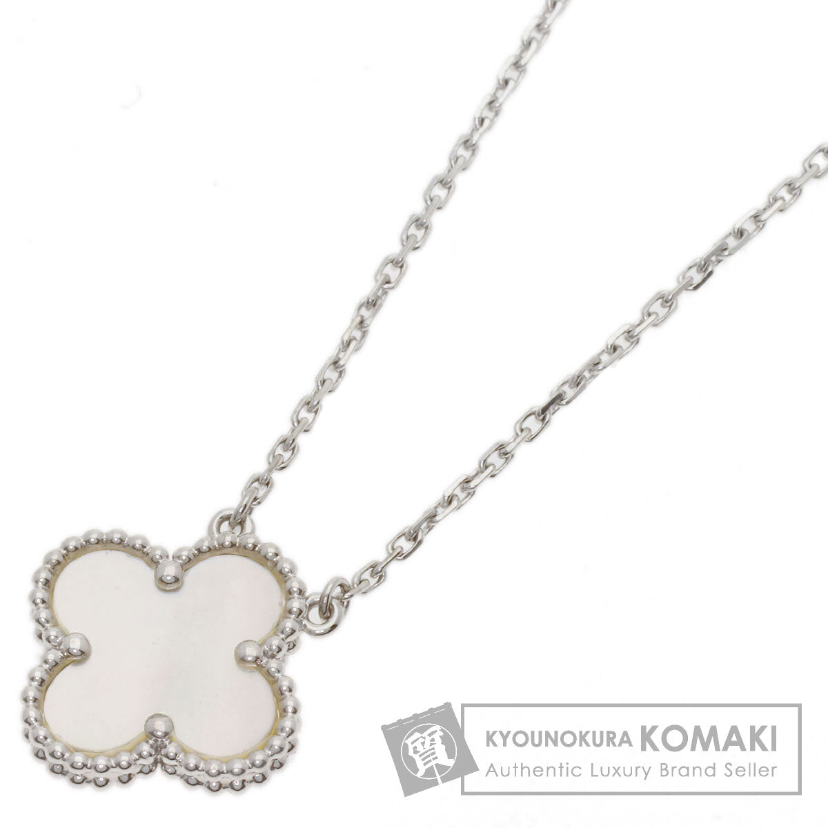 Van Cleef & Arpels Vintage Alhambra Shell Necklace K18 White Gold Ladies [Used]