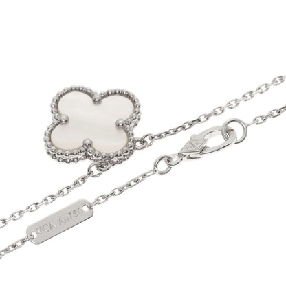 Van Cleef & Arpels Vintage Alhambra Shell Necklace K18 White Gold Ladies [Used]