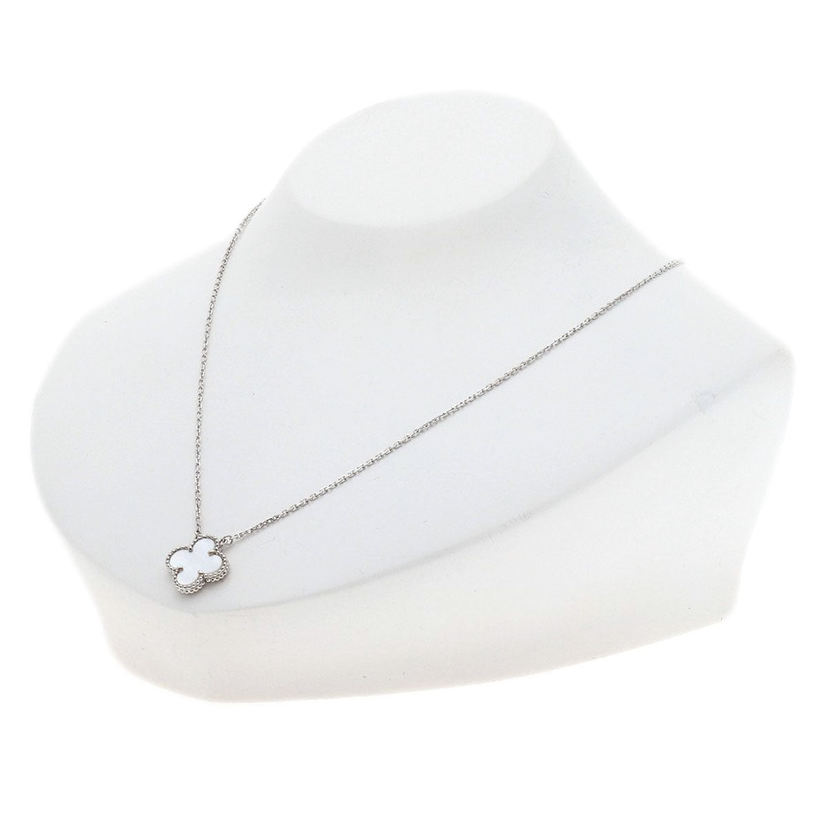 Van Cleef & Arpels Vintage Alhambra Shell Necklace K18 White Gold Ladies [Used]