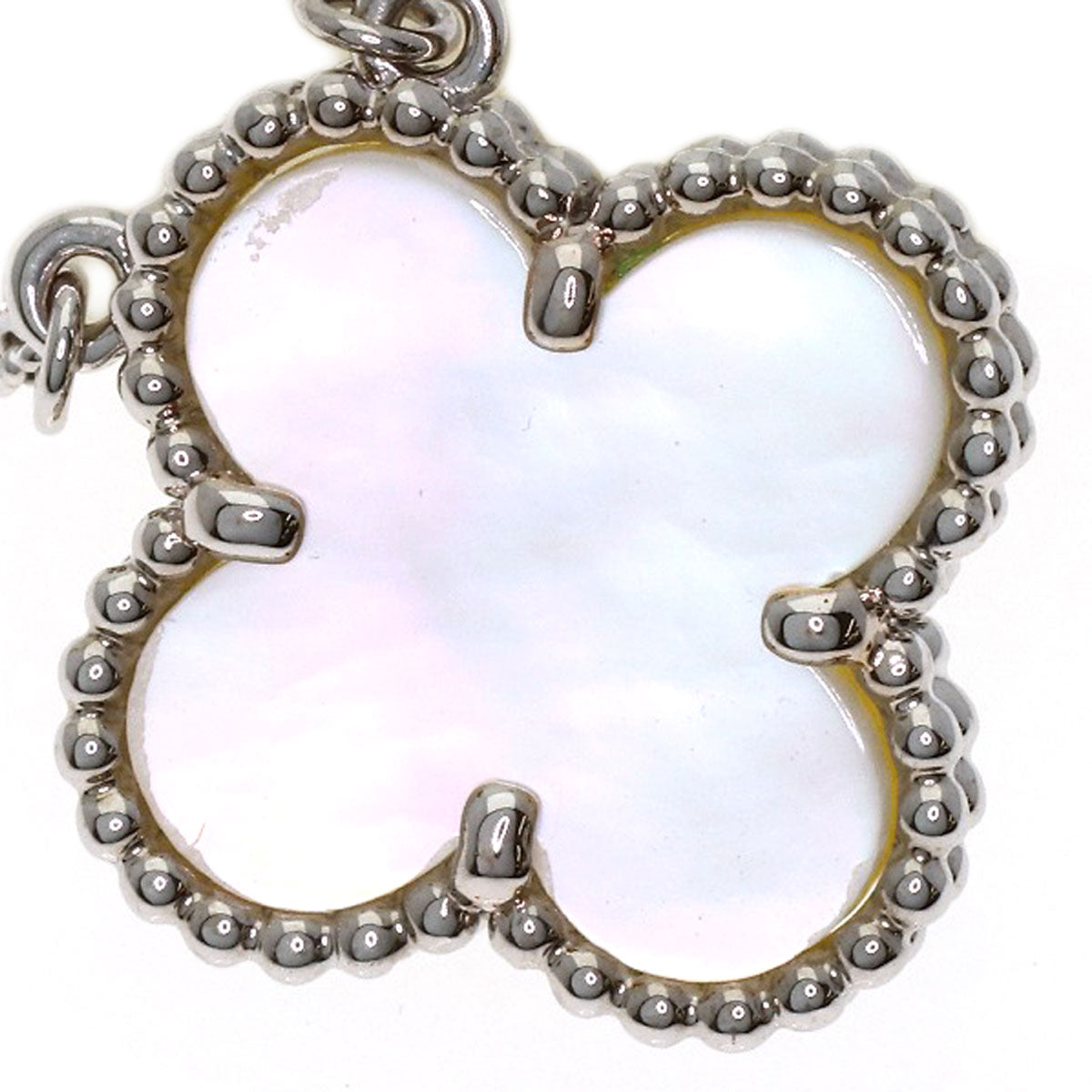 Van Cleef & Arpels Vintage Alhambra Shell Necklace K18 White Gold Ladies [Used]