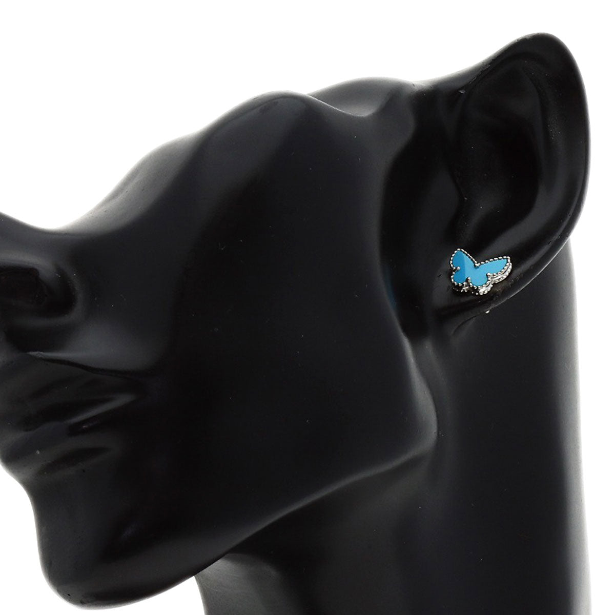 Van Cleef & Arpels Sweet Alhambra Papillon Turquoise earring K18 White Gold Ladies [Used]