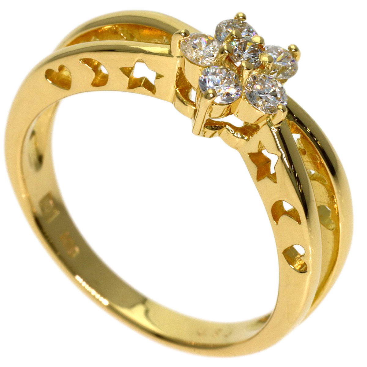 Ponte Vecchio Diamond Ring K18 Yellow Gold Ladies [Used]