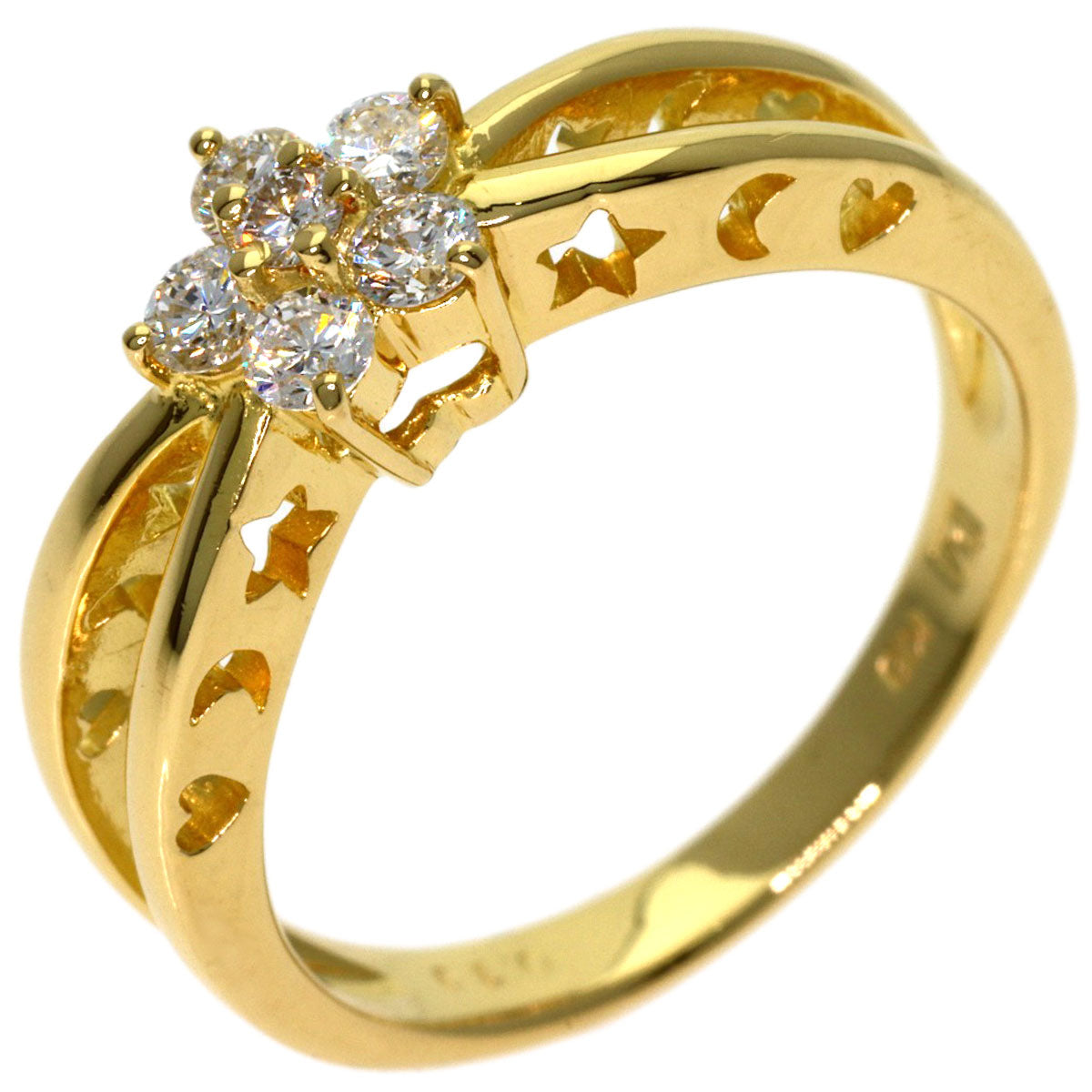 Ponte Vecchio Diamond Ring K18 Yellow Gold Ladies [Used]
