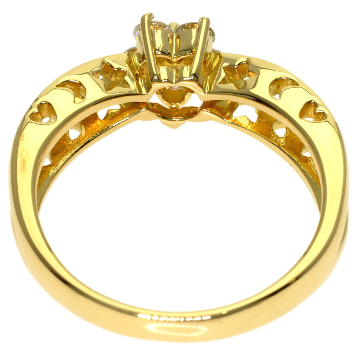 Ponte Vecchio Diamond Ring K18 Yellow Gold Ladies [Used]