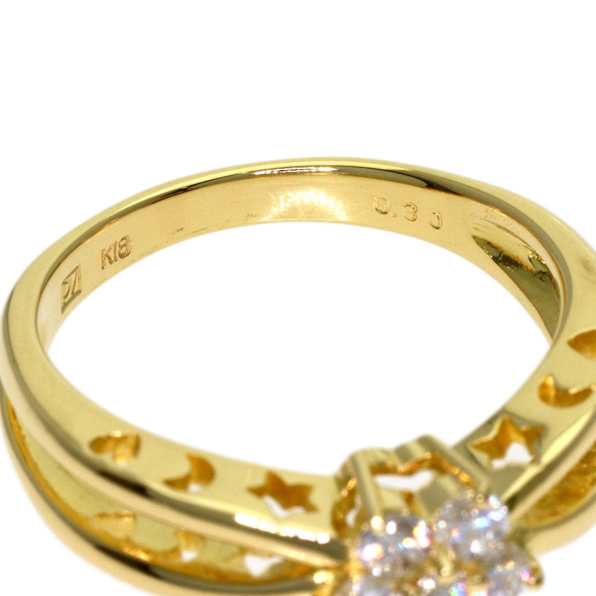 Ponte Vecchio Diamond Ring K18 Yellow Gold Ladies [Used]