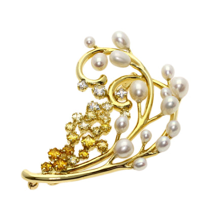 TASAKI Sapphire Pearl Pearl Brooch K18 Yellow Gold Ladies [Used]