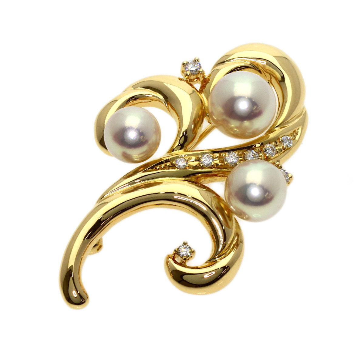 TASAKI Diamond Pearl Pearl Brooch K18 Yellow Gold Ladies [Used]