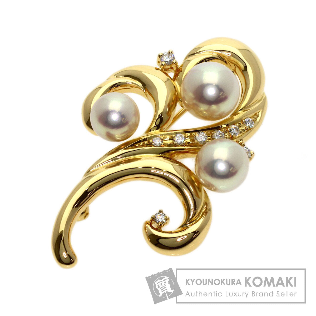 TASAKI Diamond Pearl Pearl Brooch K18 Yellow Gold Ladies [Used]