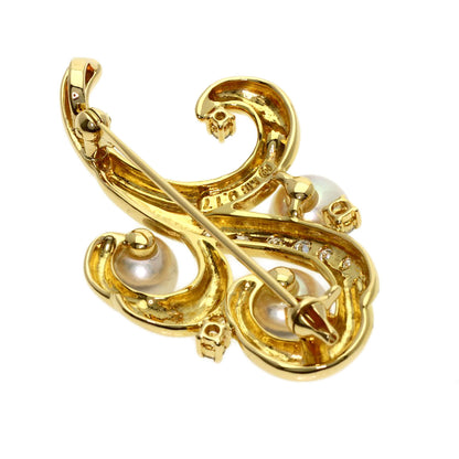 TASAKI Diamond Pearl Pearl Brooch K18 Yellow Gold Ladies [Used]