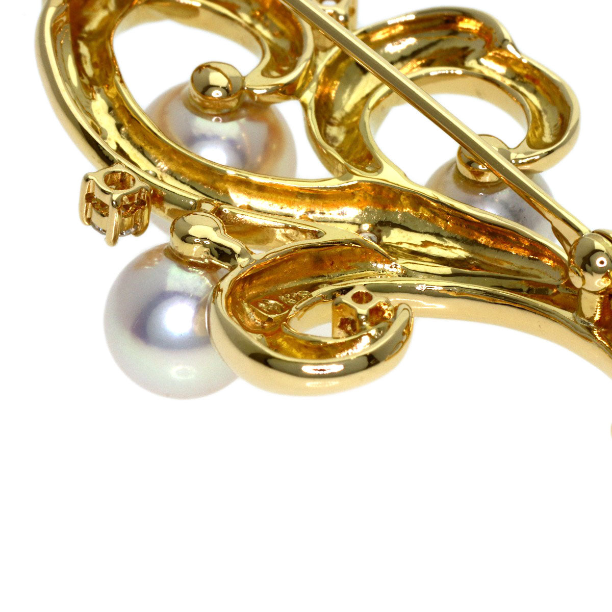 TASAKI Diamond Pearl Pearl Brooch K18 Yellow Gold Ladies [Used]