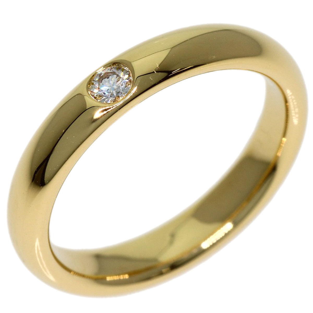 HARRY WINSTON Round cut band with 1 diamond Ring K18 Yellow Gold Ladies [Used]