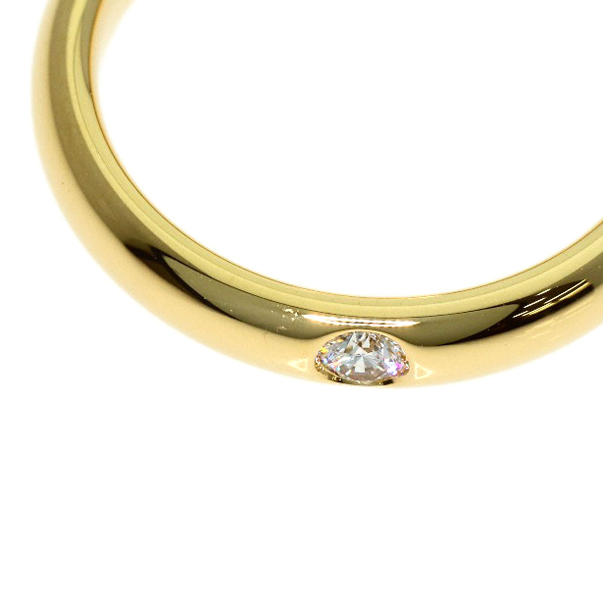 HARRY WINSTON Round cut band with 1 diamond Ring K18 Yellow Gold Ladies [Used]