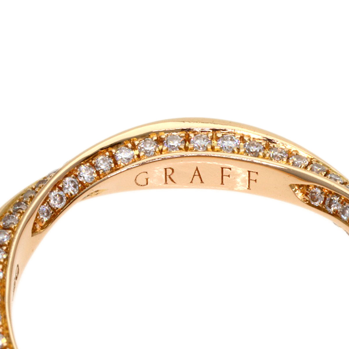 GRAFF Spiral Pave Diamond Band Ring K18 Pink Gold Ladies [Used]