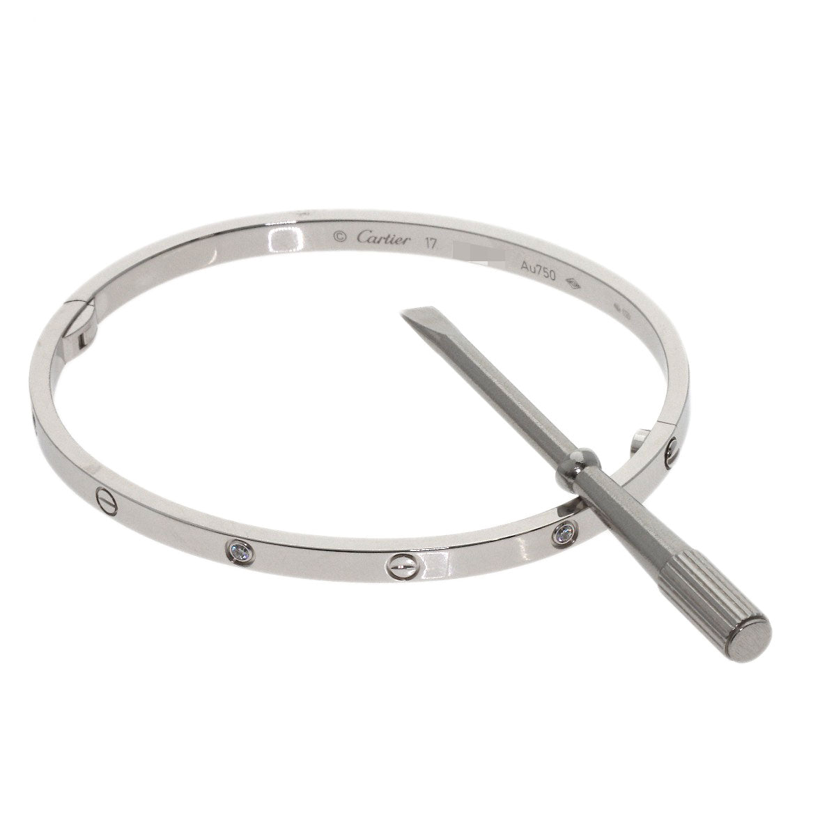 CARTIER LOVE Bracelets 6P Diamond with Driver #17 Bracelet K18 White Gold Ladies [Used]