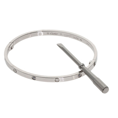 CARTIER LOVE Bracelets 6P Diamond with Driver #17 Bracelet K18 White Gold Ladies [Used]