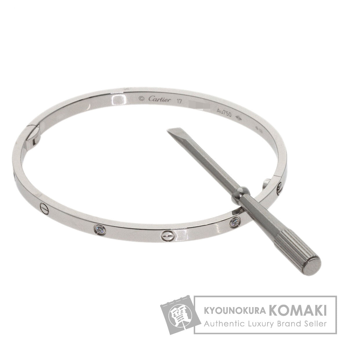 CARTIER LOVE Bracelets 6P Diamond with Driver #17 Bracelet K18 White Gold Ladies [Used]