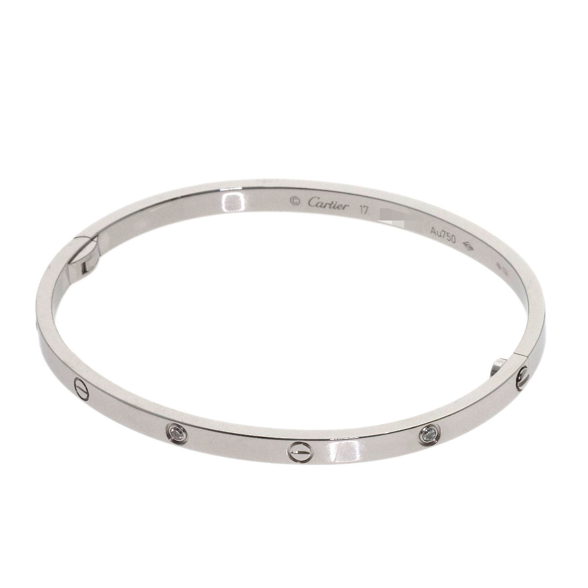 CARTIER LOVE Bracelets 6P Diamond with Driver #17 Bracelet K18 White Gold Ladies [Used]