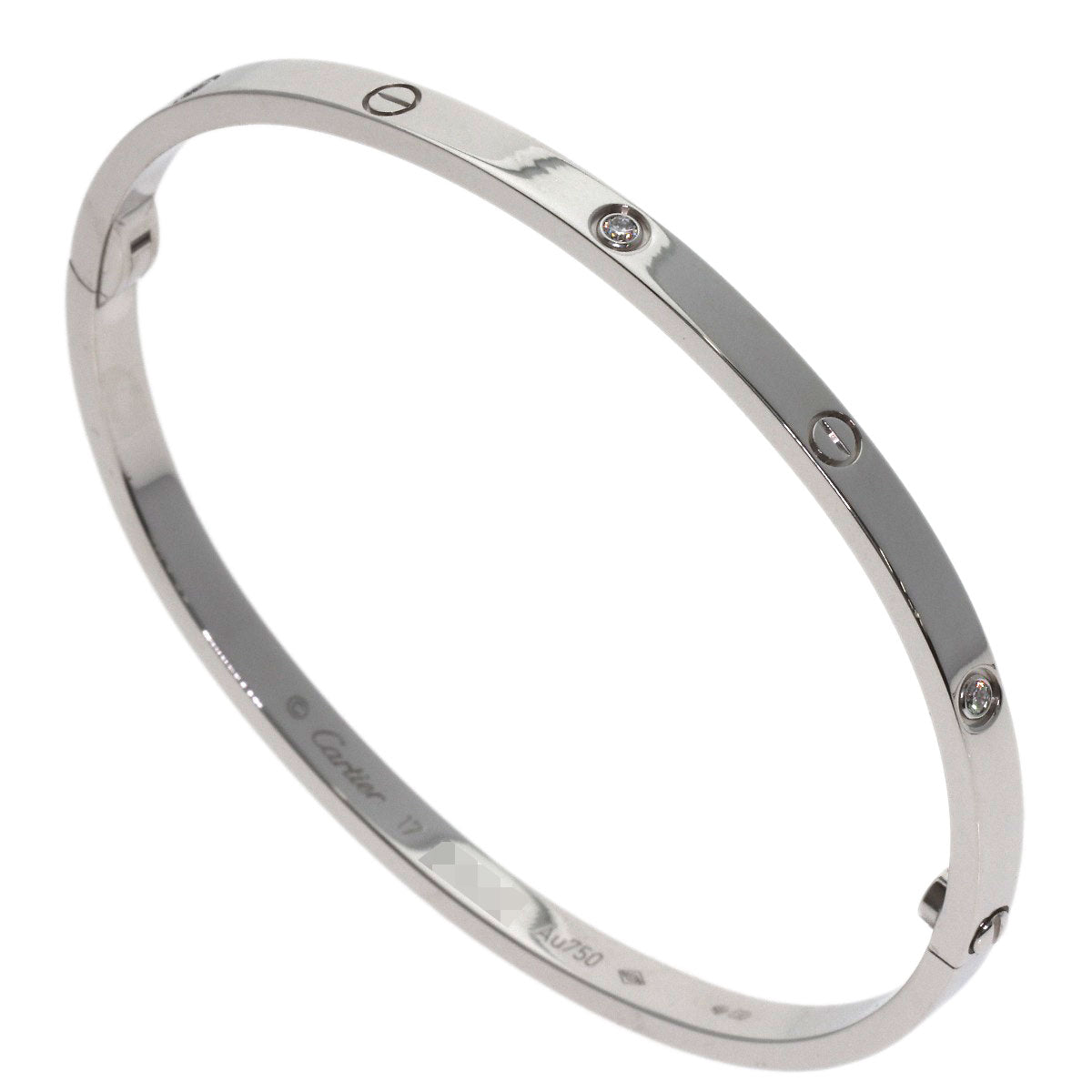 CARTIER LOVE Bracelets 6P Diamond with Driver #17 Bracelet K18 White Gold Ladies [Used]