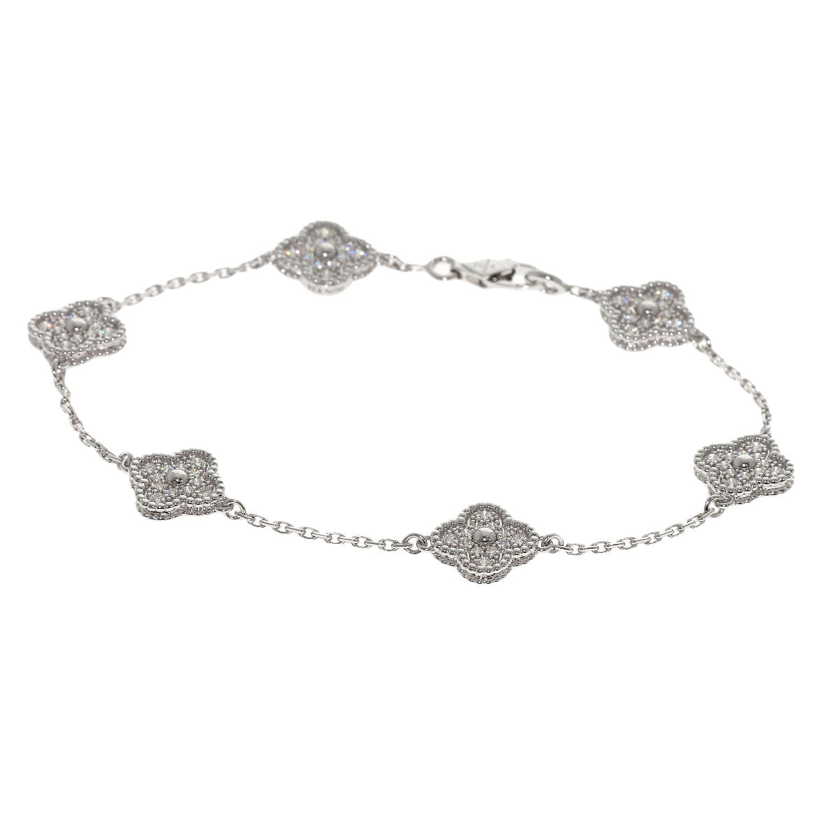 Van Cleef & Arpels Sweet Alhambra Diamond Bracelet K18 White Gold Ladies [Used]