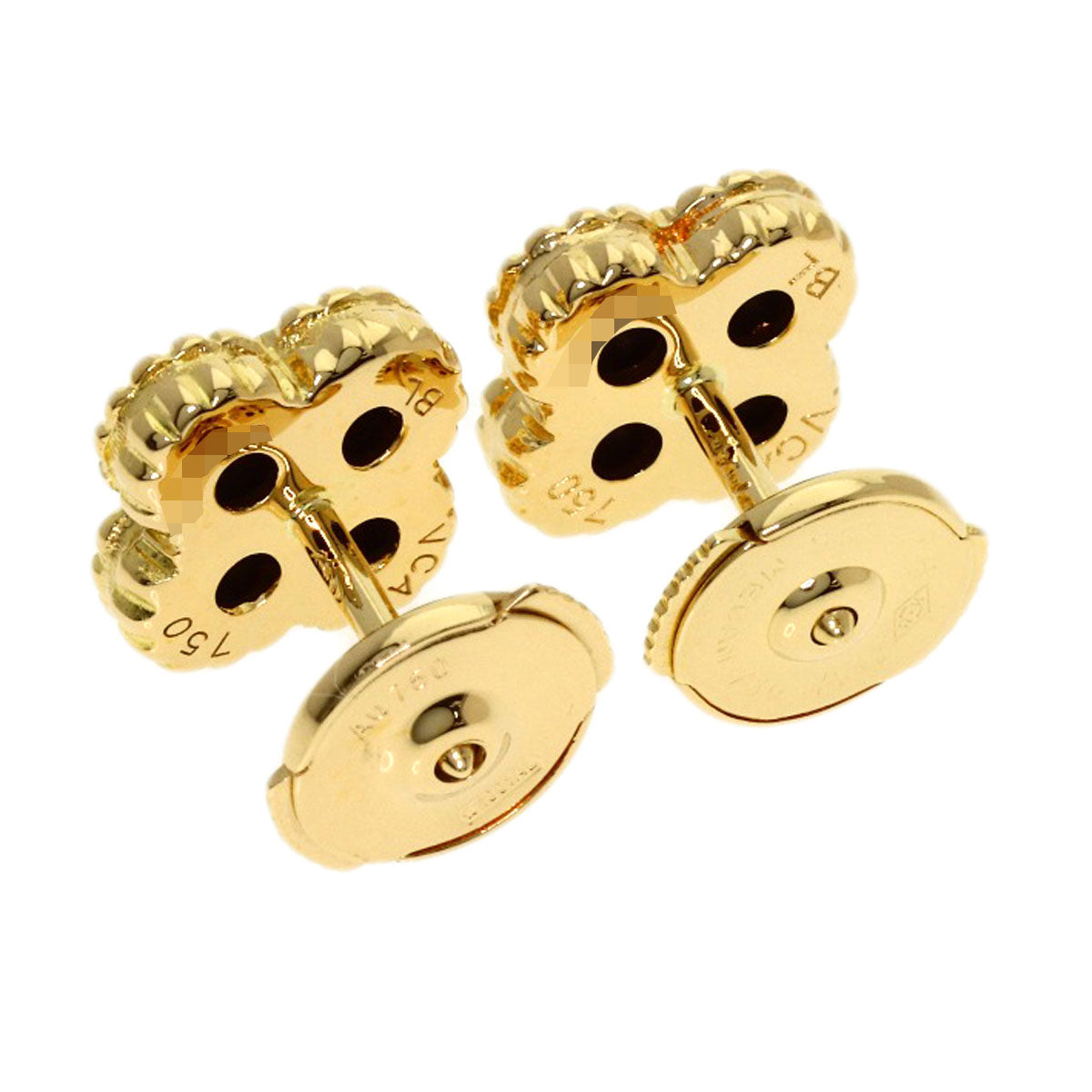 Van Cleef & Arpels Sweet Alhambra Onyx earring K18 Yellow Gold Ladies [Used]