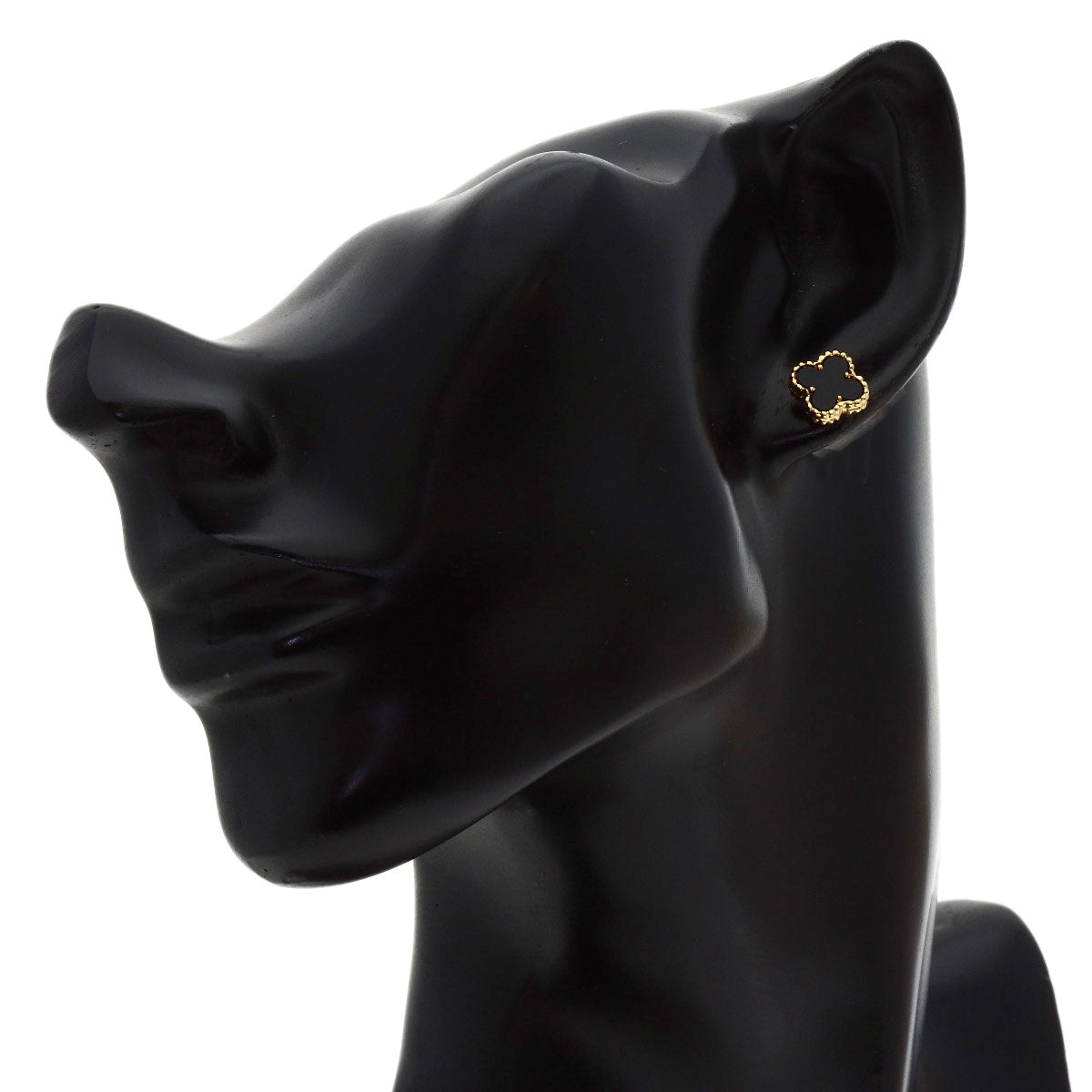 Van Cleef & Arpels Sweet Alhambra Onyx earring K18 Yellow Gold Ladies [Used]