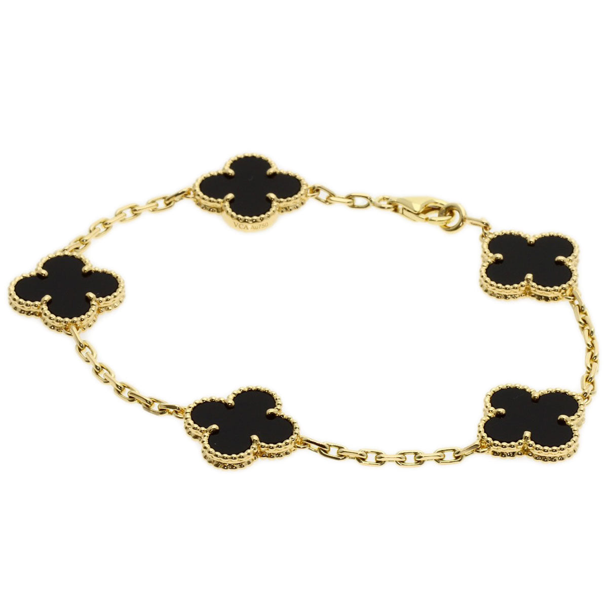 Van Cleef & Arpels Vintage Alhambra Onyx Bracelet K18 Yellow Gold Ladies [Used]