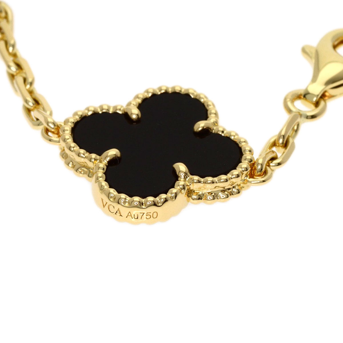 Van Cleef & Arpels Vintage Alhambra Onyx Bracelet K18 Yellow Gold Ladies [Used]