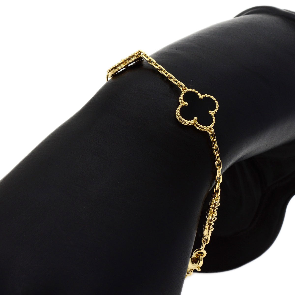 Van Cleef & Arpels Vintage Alhambra Onyx Bracelet K18 Yellow Gold Ladies [Used]