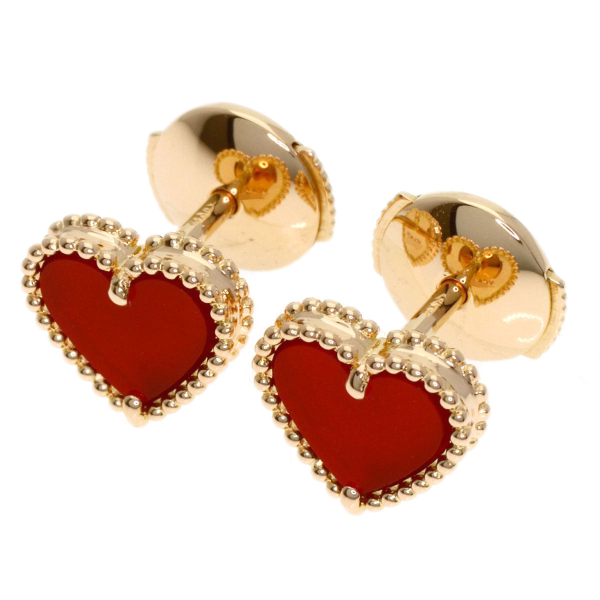 Van Cleef & Arpels Sweetheart Carnelian earring K18 Pink Gold Ladies [Used]