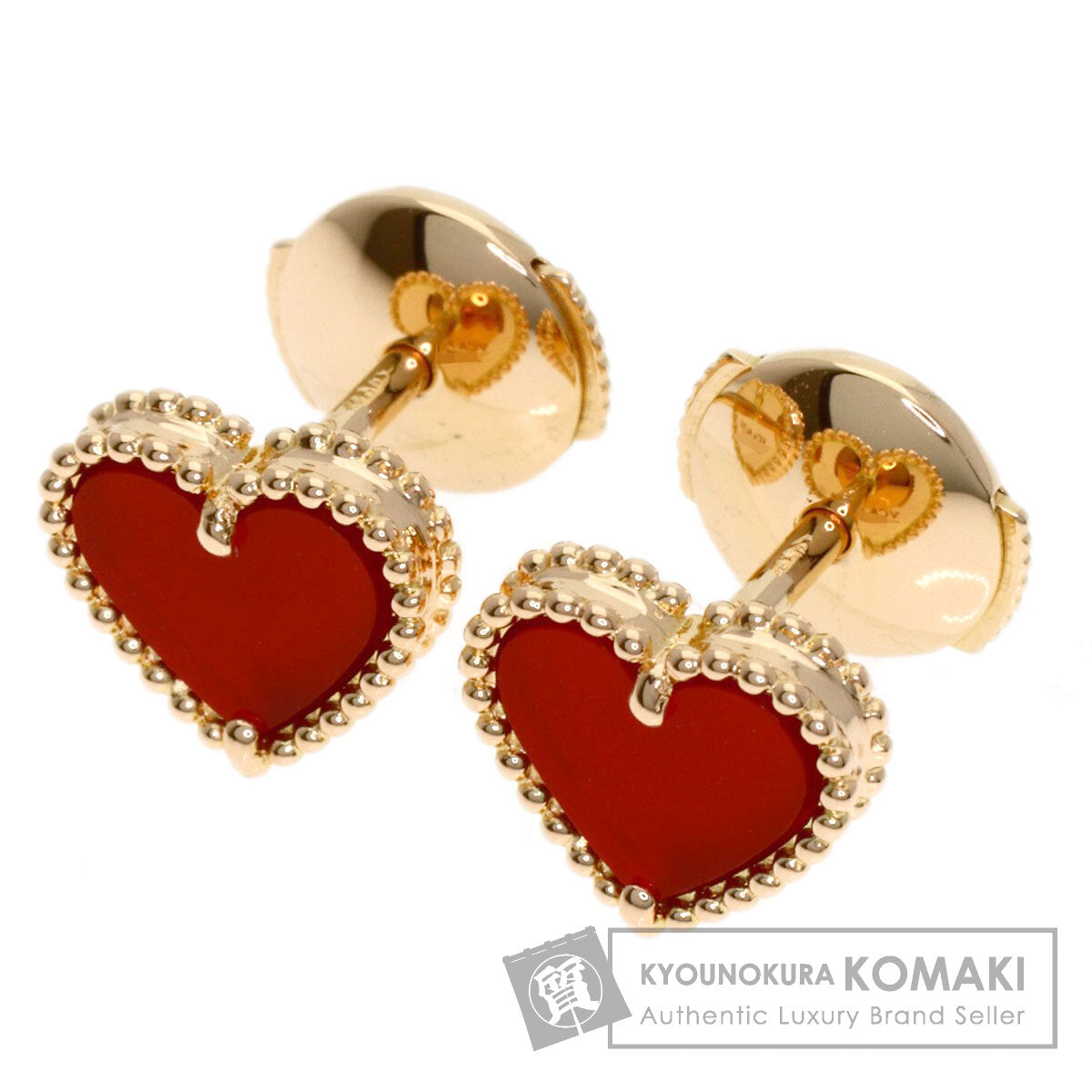 Van Cleef & Arpels Sweetheart Carnelian earring K18 Pink Gold Ladies [Used]