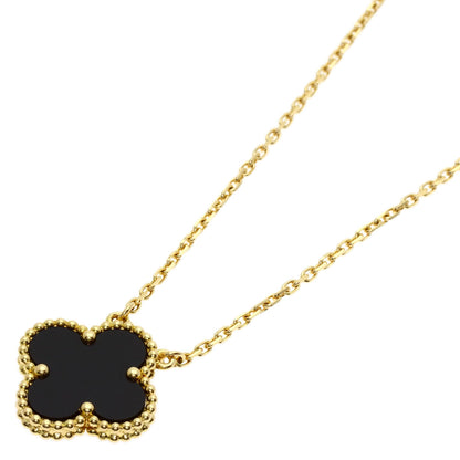 Van Cleef & Arpels Vintage Alhambra Onyx Necklace K18 Yellow Gold Ladies [Used]