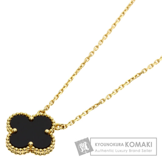 Van Cleef & Arpels Vintage Alhambra Onyx Necklace K18 Yellow Gold Ladies [Used]