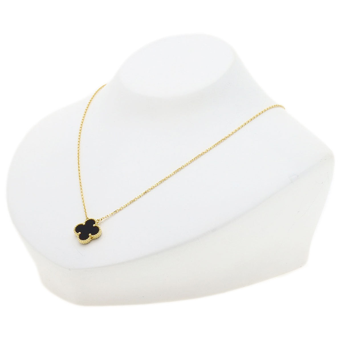 Van Cleef & Arpels Vintage Alhambra Onyx Necklace K18 Yellow Gold Ladies [Used]