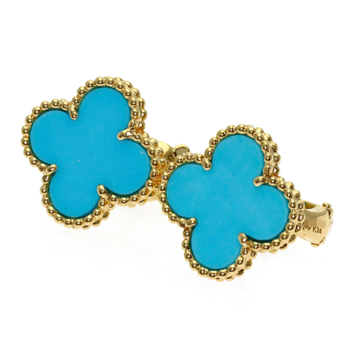 Van Cleef & Arpels Vintage Alhambra Turquoise earring K18 Yellow Gold Ladies [Used]