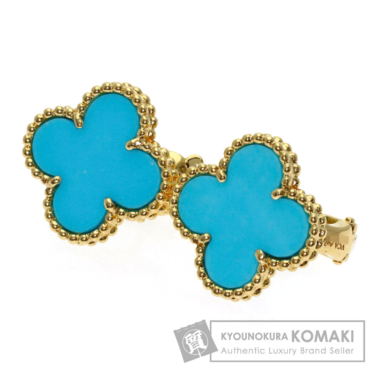 Van Cleef & Arpels Vintage Alhambra Turquoise earring K18 Yellow Gold Ladies [Used]
