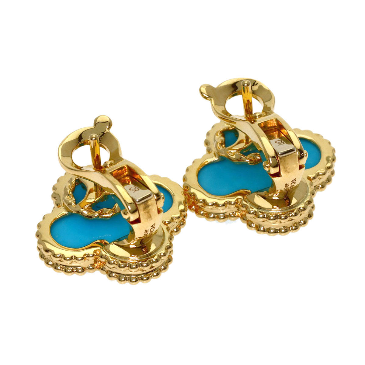 Van Cleef & Arpels Vintage Alhambra Turquoise earring K18 Yellow Gold Ladies [Used]